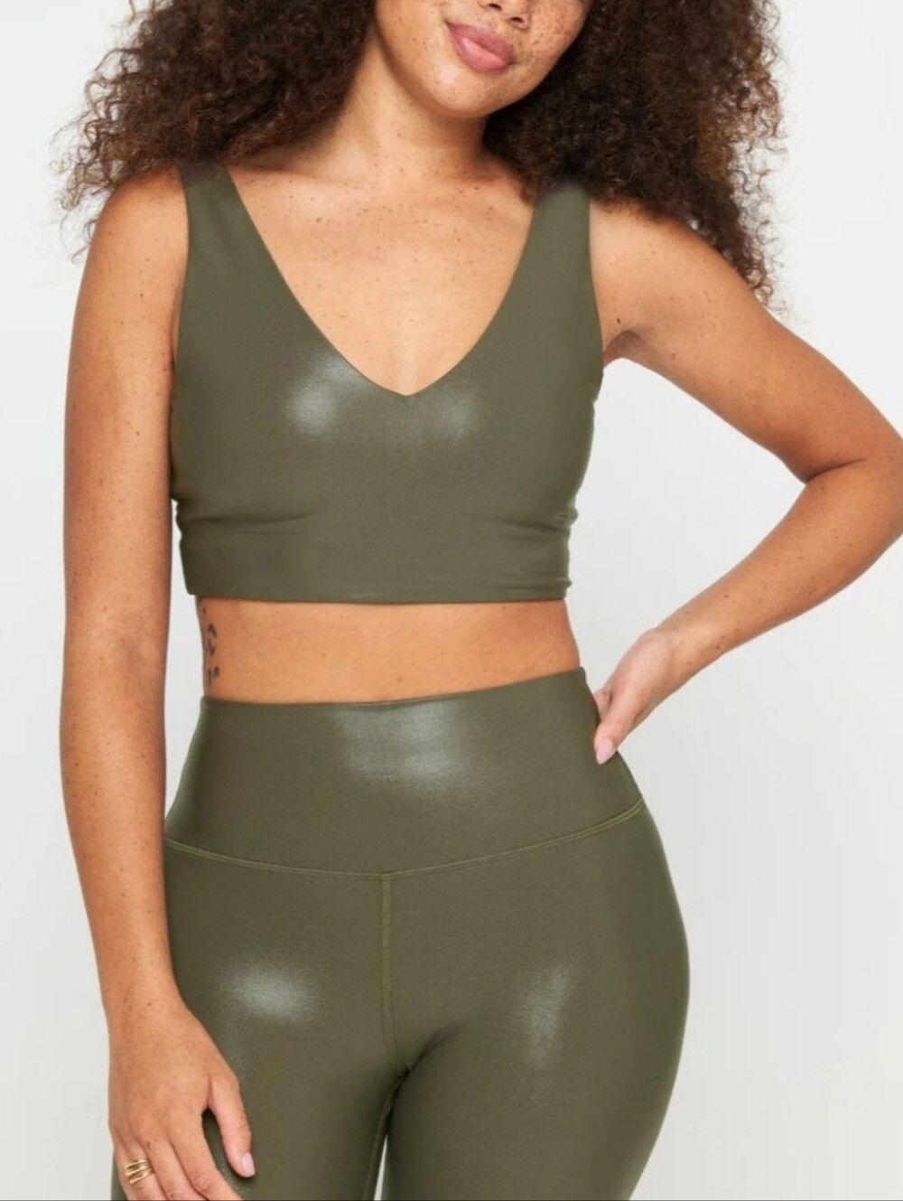 SPIRITUAL GANGSTER Harlow High Gloss Crop Tank In Spruce Size Medium